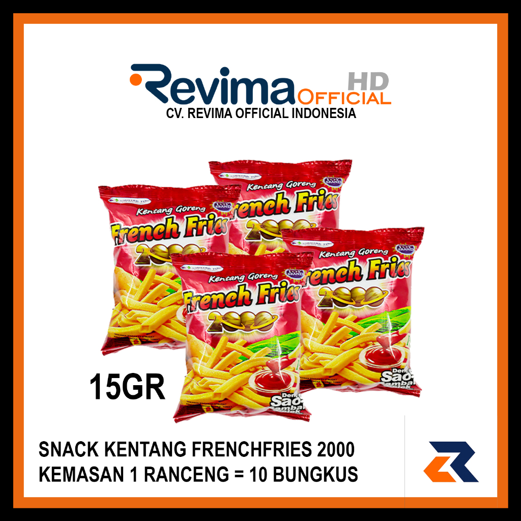 

Snack Kentang Goreng FRENCH FRIES 2000 15Gr. Kemasan 1 Ranceng isi 10 Bungkus