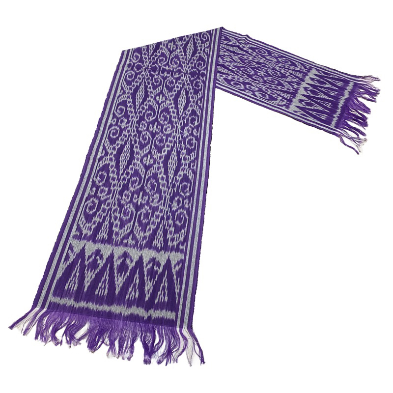 Tenun Selendang Motif Etnik Sintang Warna Ungu