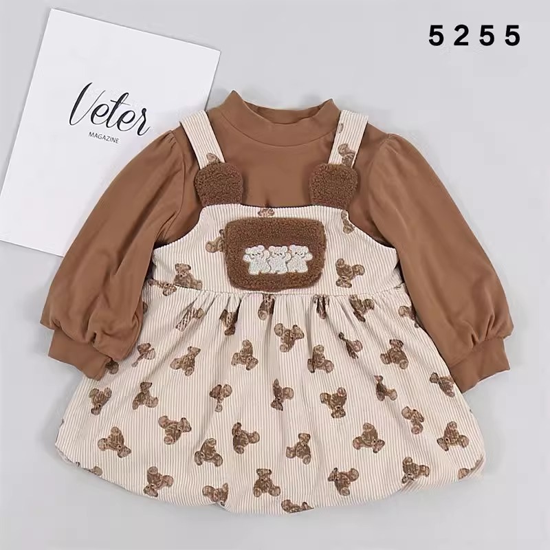 Dress Bludru 2 In 1 Anak Perempuan Usia 1-4 Tahun | Baju Dress Anak Perempuan Kaos Dalaman Polos Len