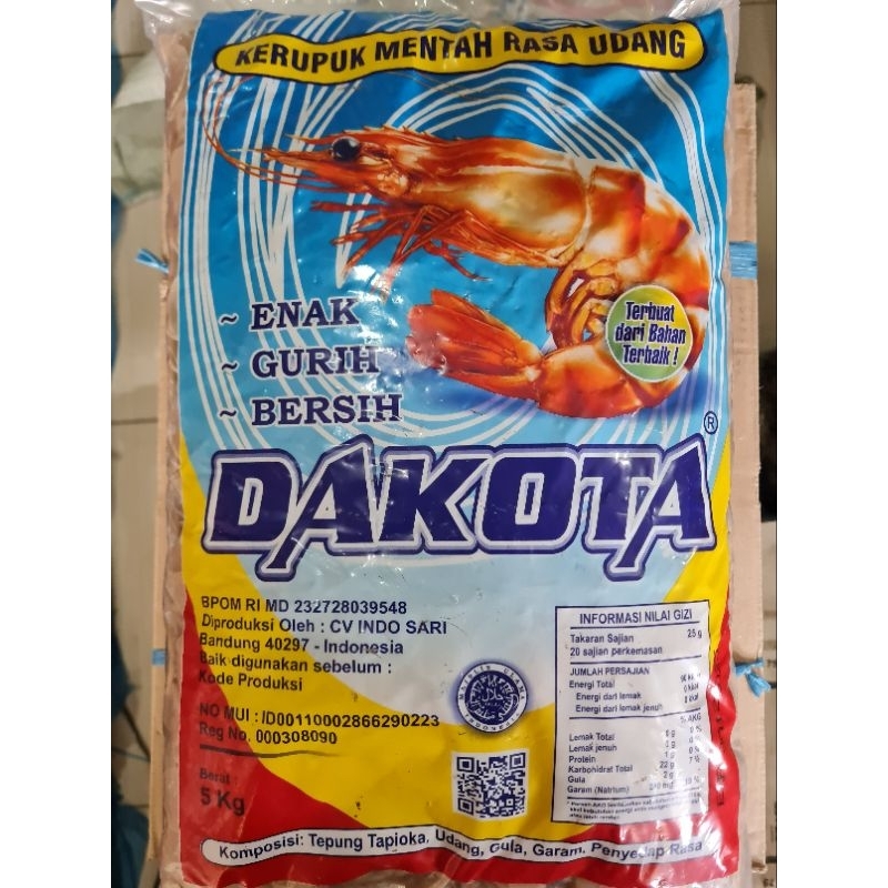 KERUPUK IRIS TERASI PUTIH MERK DAKOTA 1 BAL 5KG