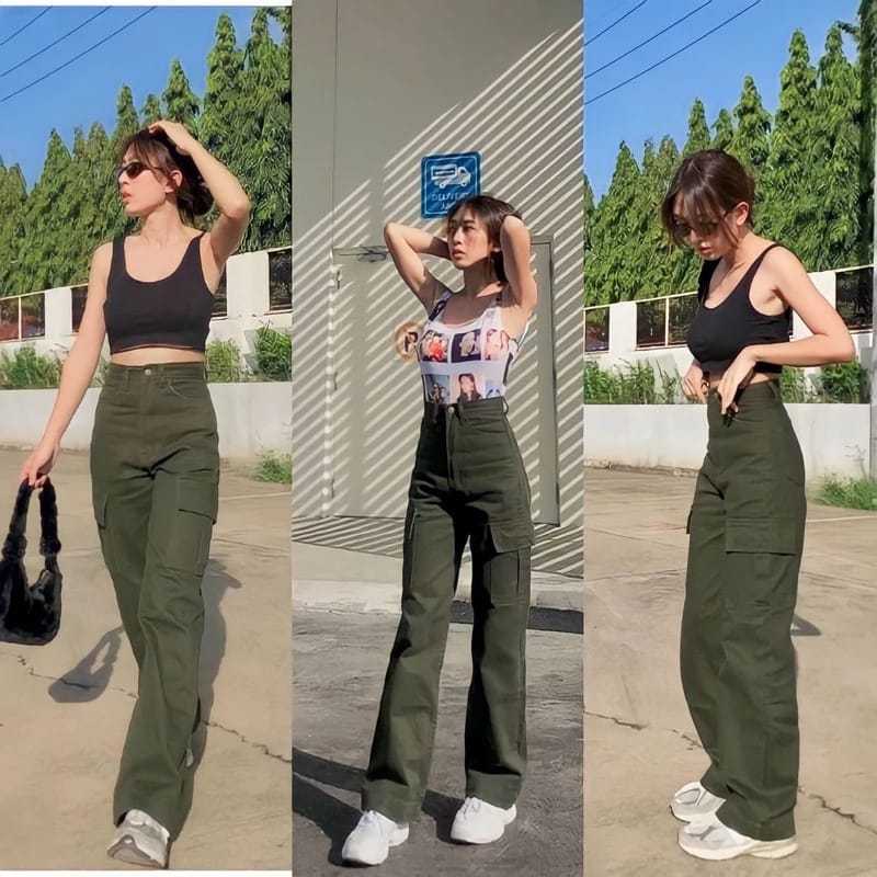 celana kargo terbaru/celana kargo wanita/celana kargo polos/celana kargo wanita highwaist