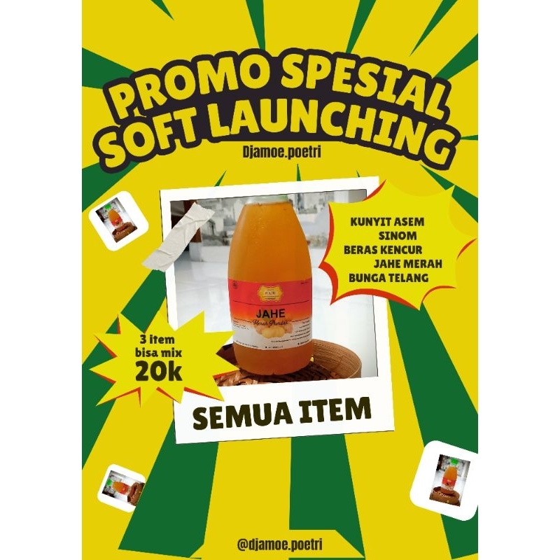 

Kunyit asem, Beras Kencur, Sinom, Jahe Merah, Teh Telang