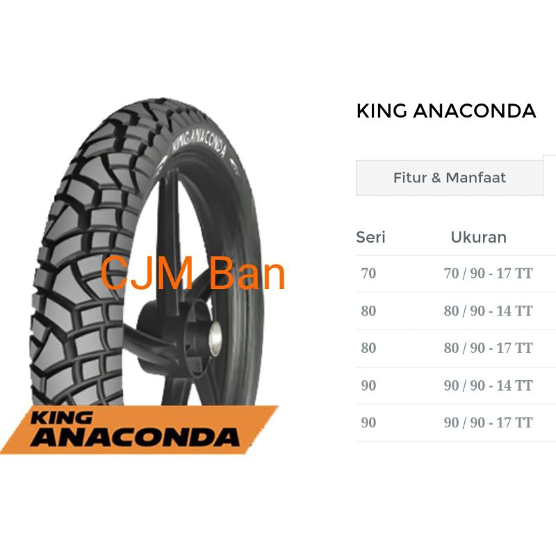 Ban tubeless Kingland Anaconda 100/80-14 atau 120/80-14 for Vario 160/150/125/Pcx 150/160/Lexi/Aerox