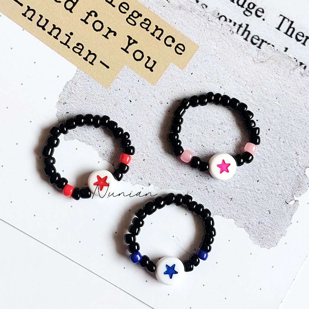 Cincin Manik Couple Bestie Ber 3 Trio Beads