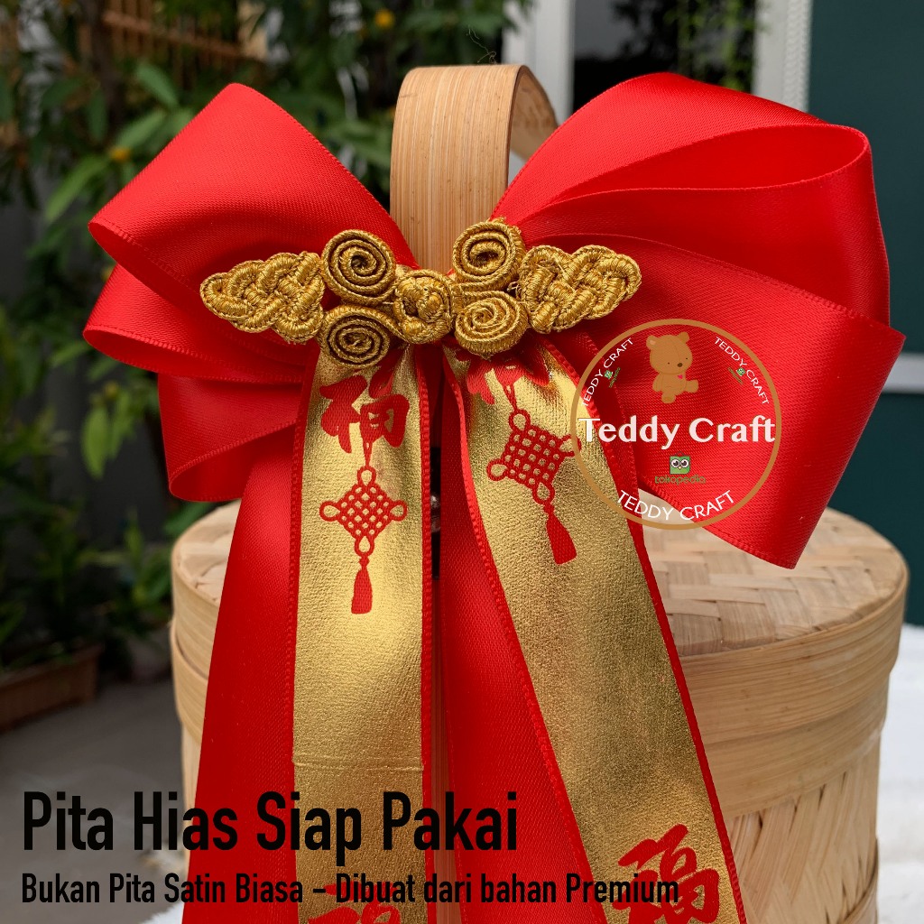 

Pita Imlek Siap Pakai - PREMIUM - Pita Satin Merah Chinese New Year - Teddy Craft