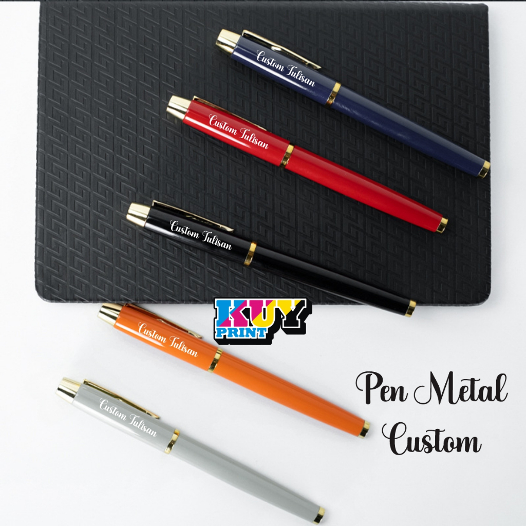 Pen Custom Metal Satuan Nama Logo Perusahaan Ballpoint Souvenir
