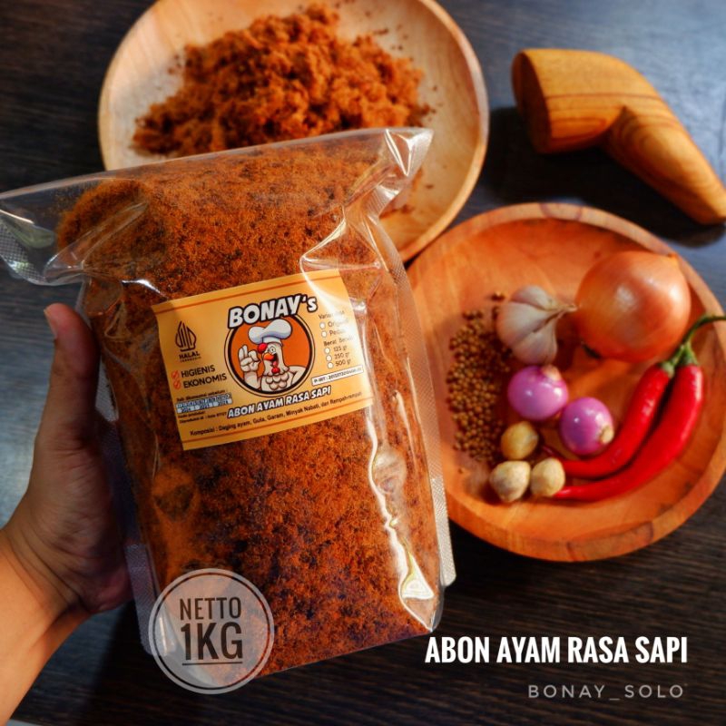 

BONAY's 1KG Abon Ayam Rasa Abon Sapi kemasan Plastik Pouch Halal Abon Premium Solo