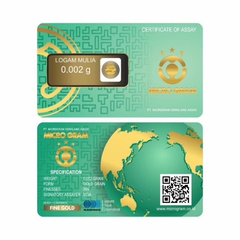 Microgram Micro Gram Emas Mini Gold Logam Mulia 0,002 gr