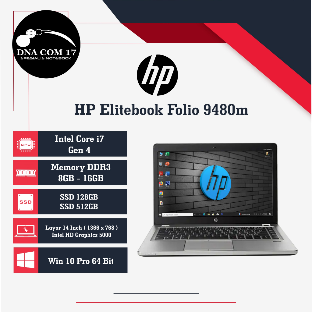 HP Elitebook Folio 9480M i7 Gen 4 | Slim Dan Elegan / Murah / Berkualitas / Bergaransi