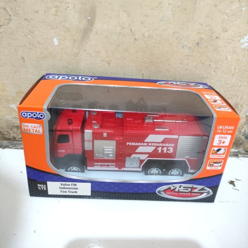 Diecast Miniatur Truck Volvo FM Pemadam Kebakaran 1:72 Mainan Truk Pemadam Fire Truck Apolo Hadiah K