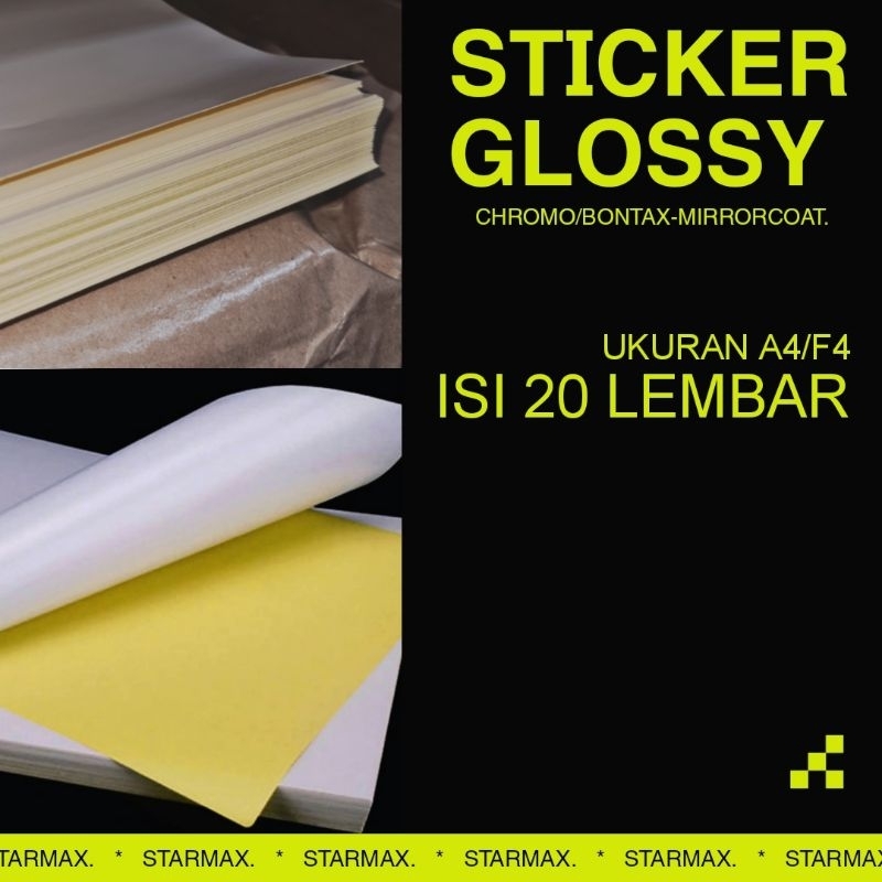 

20 LEMBAR | Sticker Glossy Chromo Bontax Mirrorcoat Camel Original ukuran A4 / F4 | per pack isi 20 lbr