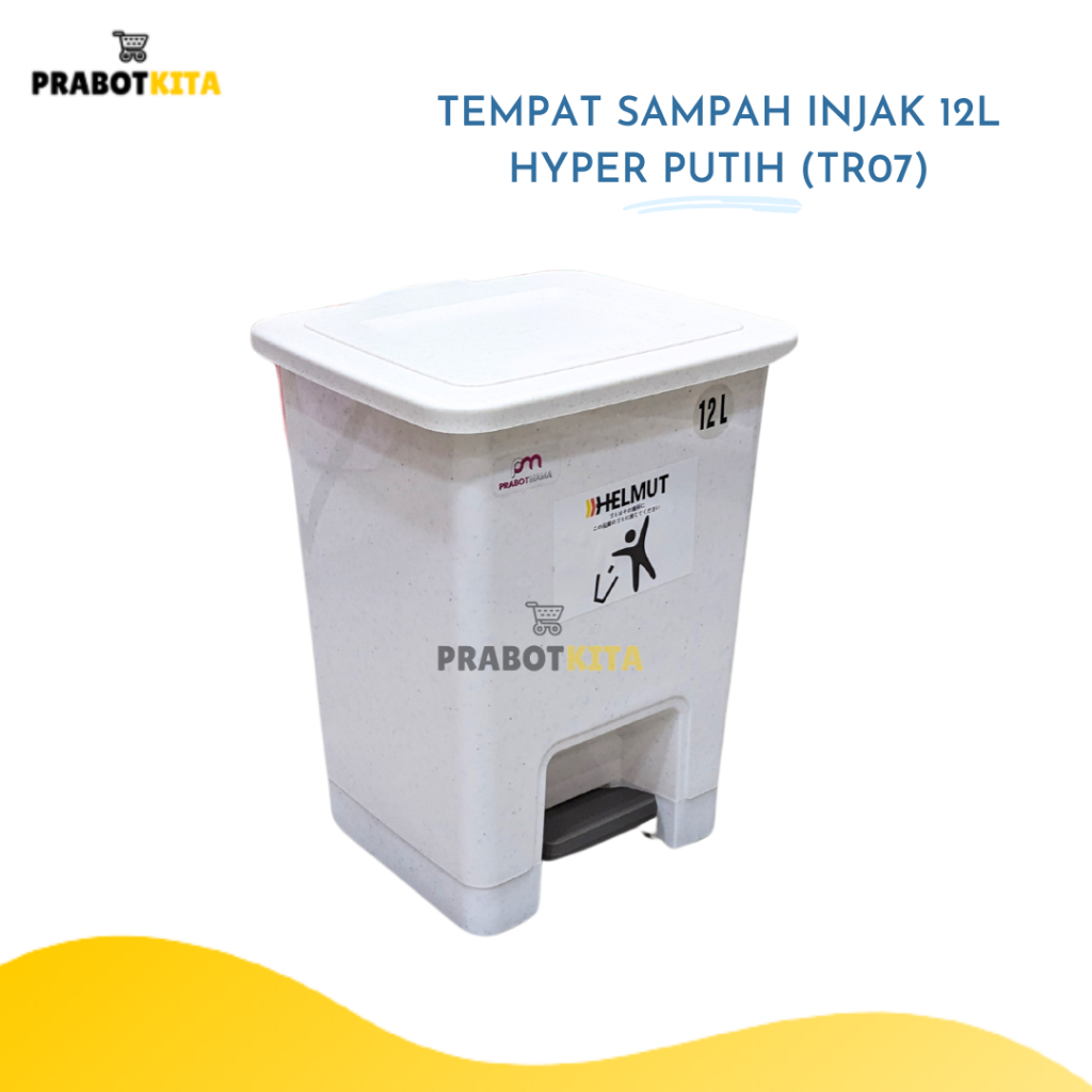 Tempat Sampah Injak Putih 12L / Tempat Sampah Minimalis / Tong Sampah Plastik Tutup / Kotak Sampah D