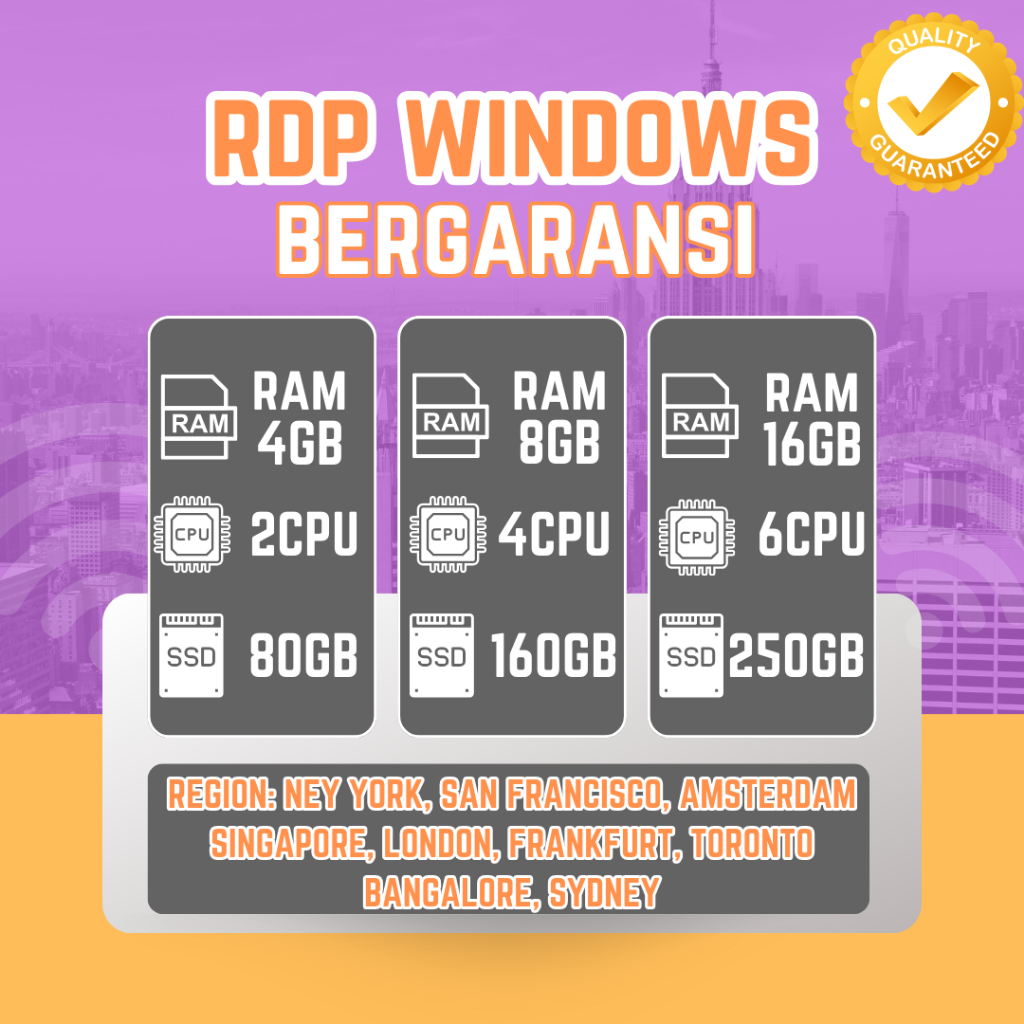 Rdp Windows Bulanan Ram 4GB 8GB 16GB Full Garanti 1 Bulan