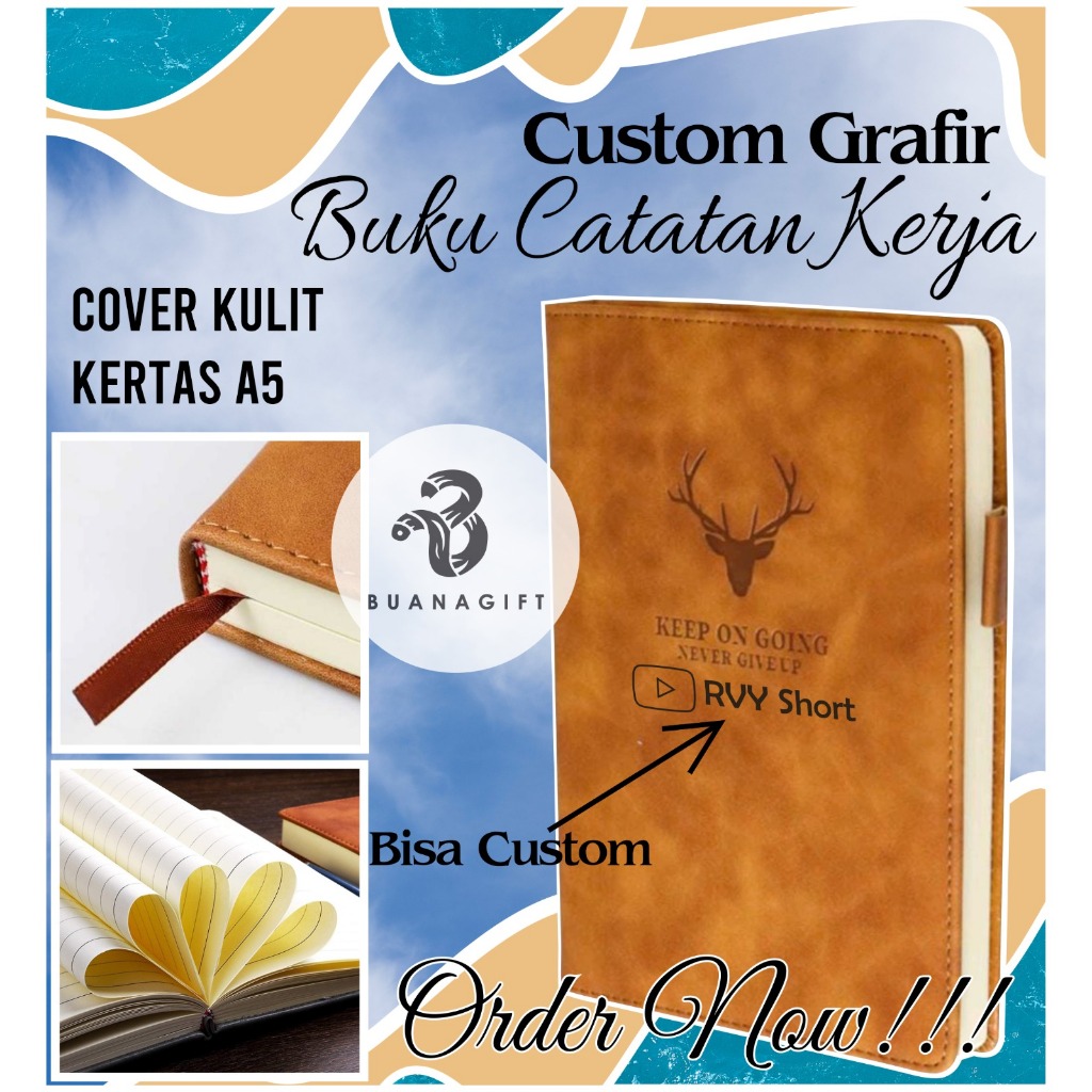 

Buku Catatan - Buku Binder A5 - Agenda Cover Kulit - Buku Tulis Diary - Buanagift