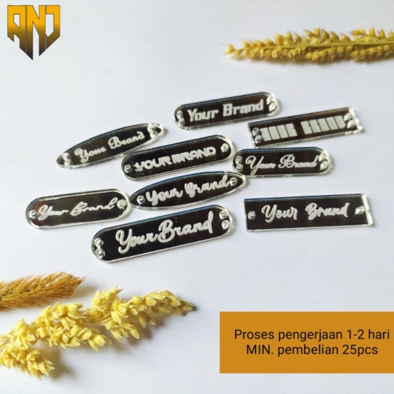 

Label Akrilik Mirror Silver / Label Hijab Branding / Custom Cutting Label