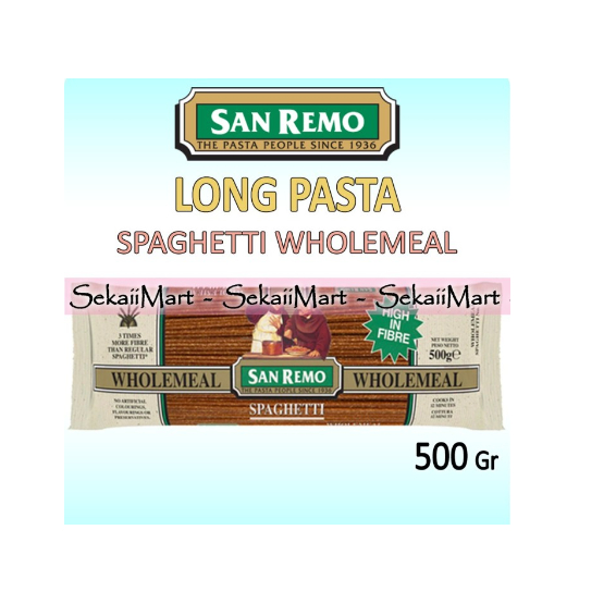 

SAN REMO WholeMeal 130 Pasta High Fibre 500g - SANREMO Whole Meal