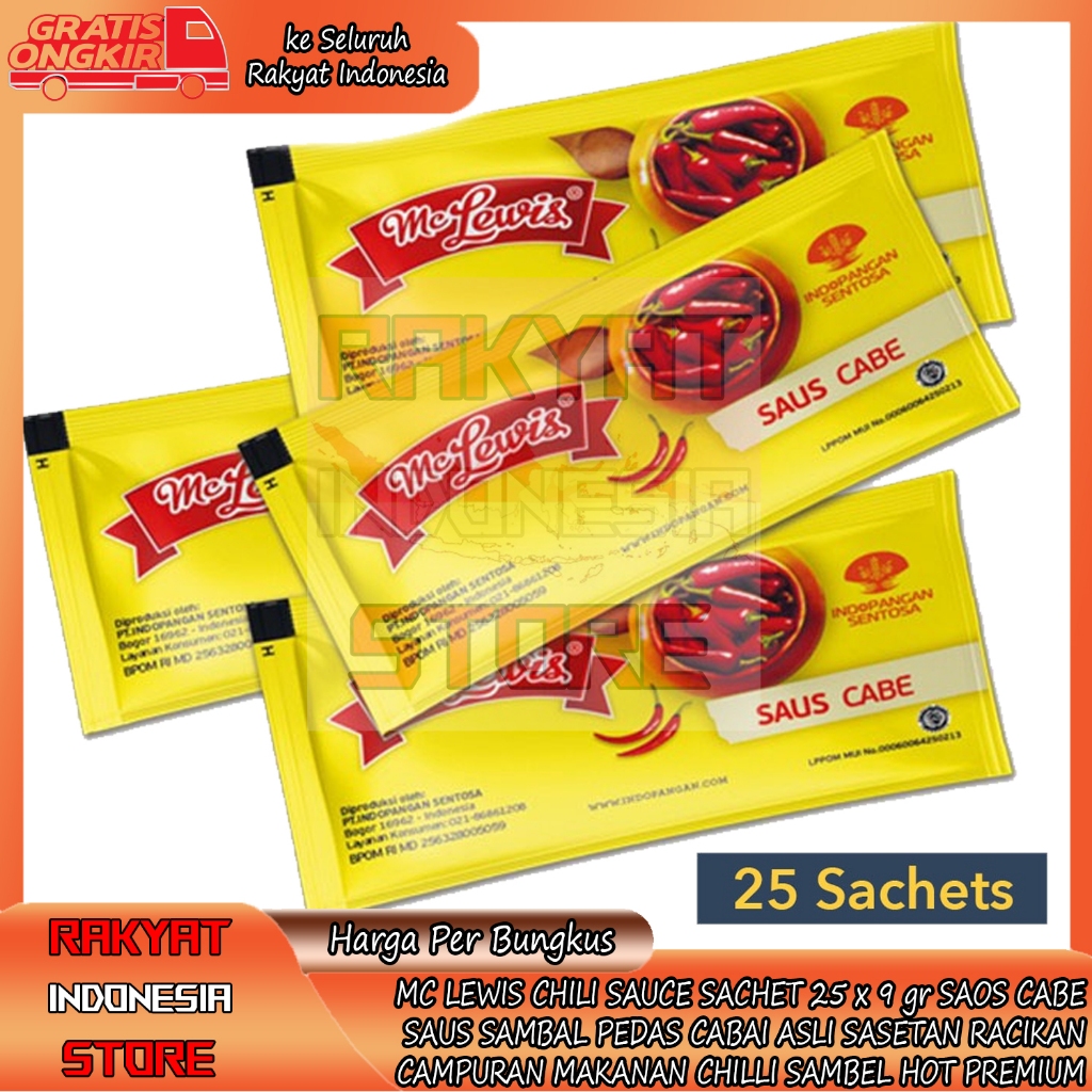 

Chili Sauce Sachet Saos Cabe Mc Lewis Sambal Pedas Cabai 25 X 9 Gr Saus Asli Sambel Mclewis Kemasan Saset Sasetan Kecap Racikan Makan Penyedap Rasa Hot Premium Value Frozen HBI Food Campuran Makanan Ringan Rds4