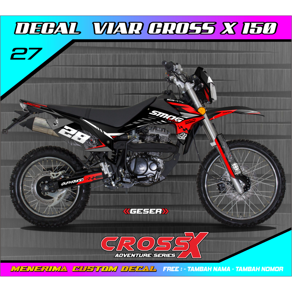Sticker Dekal Viar Cross X 150 Full Body Merah
