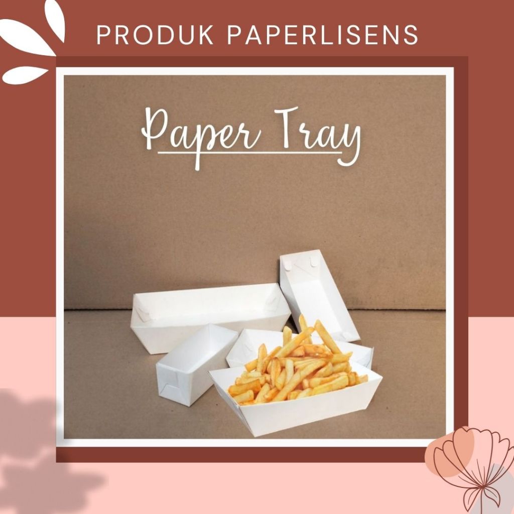 (100PCS) KOTAK CUP KENTANG / FOOD PAPER TRAY / KOTAK TOAST / KOTAK SNACK / PAPER TRAY DINE IN