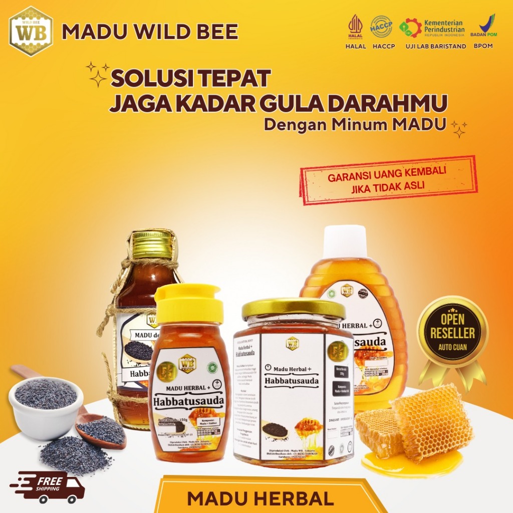 

[PROMO] Madu Herbal + Habbatussauda Wild Bee 1000 gr - Garansi 100 % Madu Asli