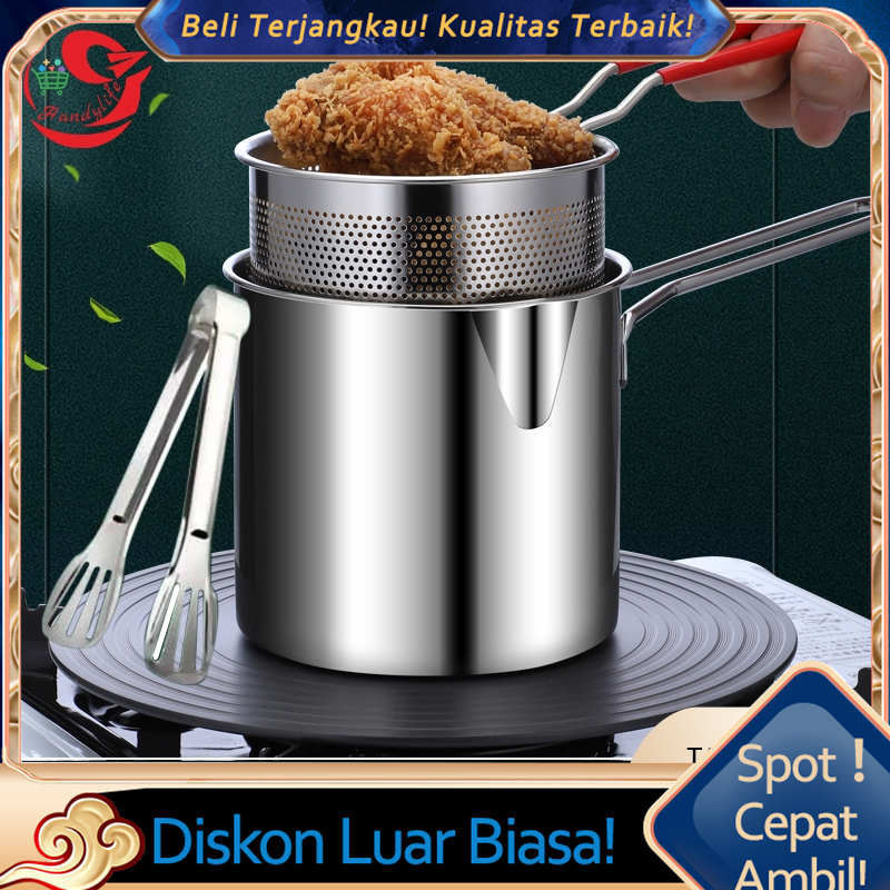 4 in 1 Mini Deep Fryer Panci Penggorengan Kentang Saringan Minyak dan Capitan Makanan Multifungsi