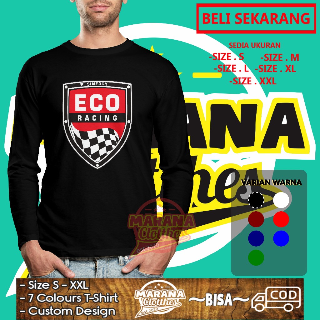 Kaos Eco Racing Logo Lengan panjang Baju Otomotif