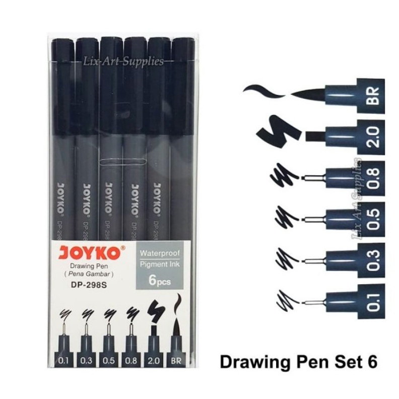 

ART H75O Drawing Pen Pena Gambar Joyko Set Waterproof DP298S