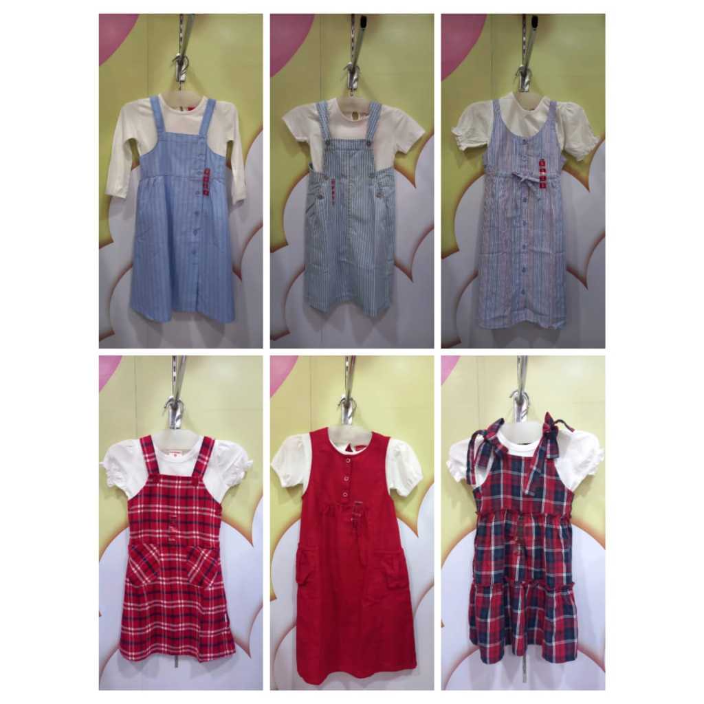 BAJU ANAK PEREMPUAN DRESS ATAU OVERALL COOL GIRL ORIGINAL USIA 4 - 12 TAHUN