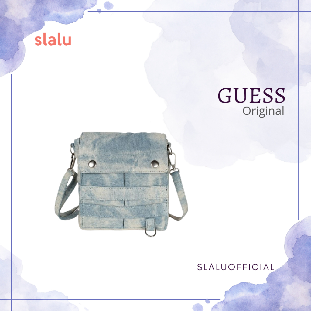 Tas Selempang Wanita Branded GUESS Azul Denim sustainable Fabric