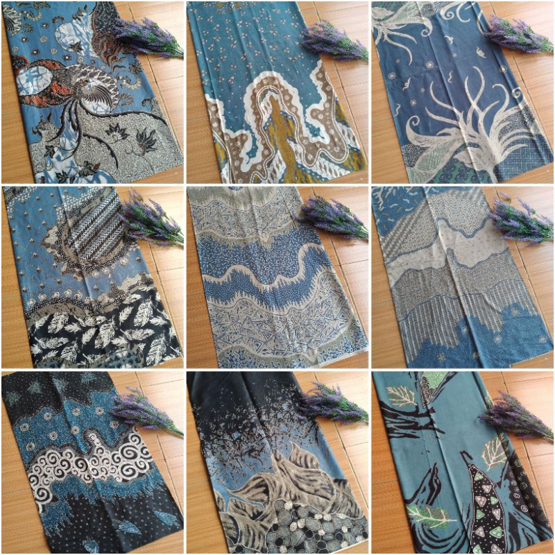 kain batik katun meteran 2x1m / kain batik kontemporer biru denim / kain batik murah halus