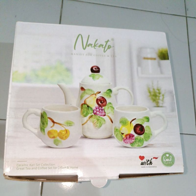 NAKATO Kanset for tea and coffee - Teapot and Cup - Set Teko dan Cangkir set of 4