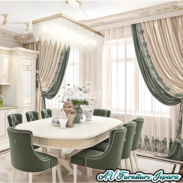 Meja Makan Kursi 8 minimalis jok sofa