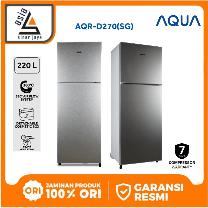 AQUA Elektronik Kulkas 2 Pintu 220 Liter AQR D270 (SG) Cosmetic Box