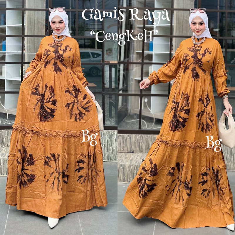 Gamis raya twill cengkeh ori bg collection