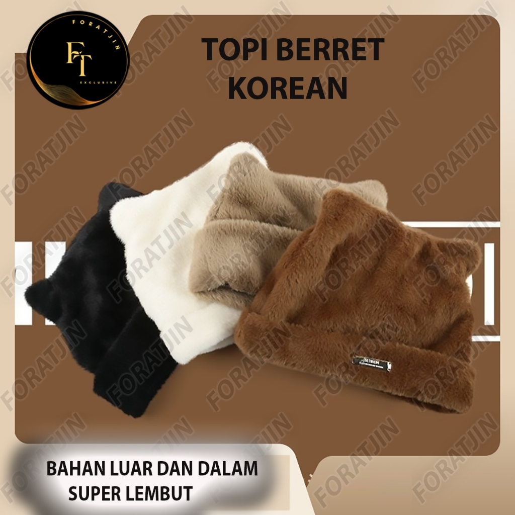 Foratjin-Topi Bucket Bulu Korea Topi Ember Telinga Unisex Dewasa