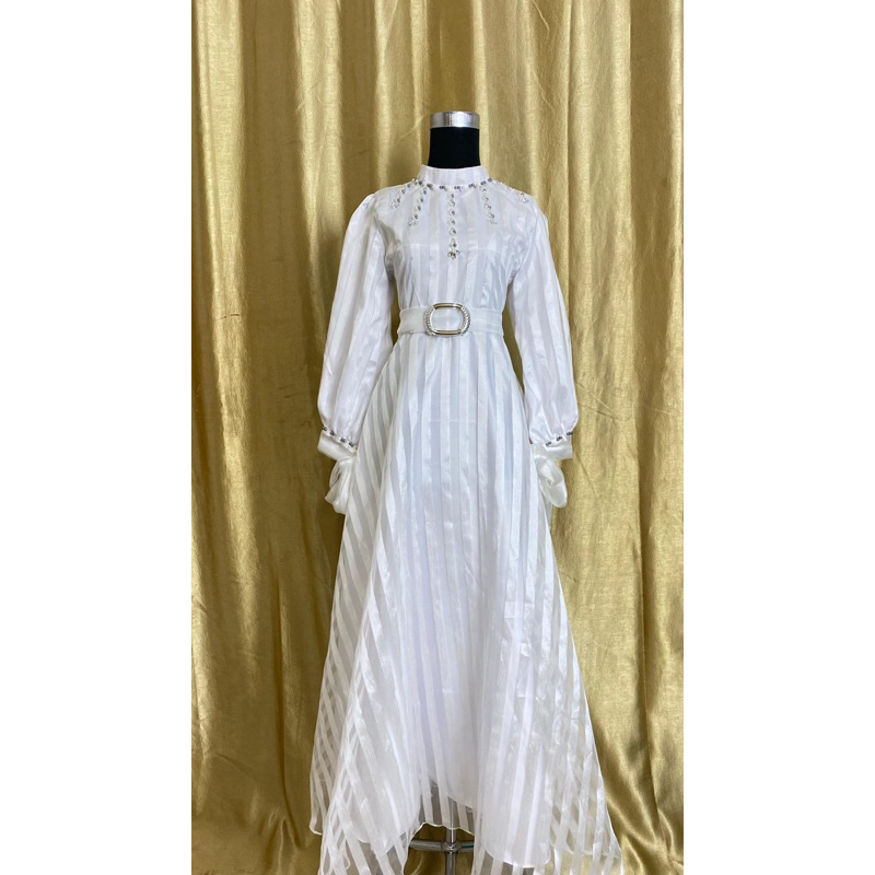 gamis Salur Putih firdaus premium import Mewah