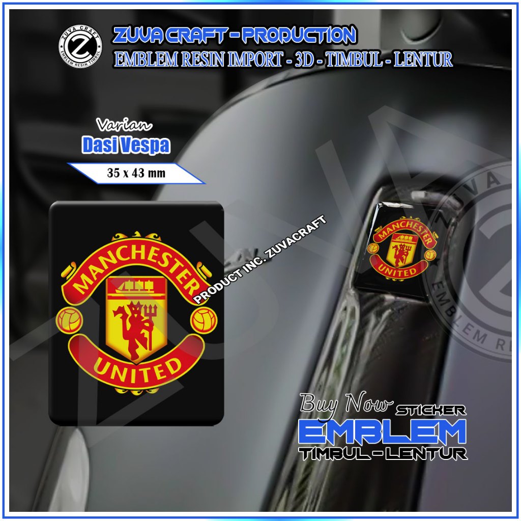 STIKER EMBLEM VESPA LOGO MU MANCESTER UNITED EMBLEM TIMBUL STIKER VESPA DASI VESPA VESPA RESIN LENTU
