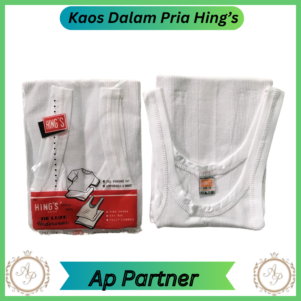 Singlet Kaos Dalam Pria Dewasa Hings Putih Katun Premium | Kaos Kutang Laki Laki Jumbo