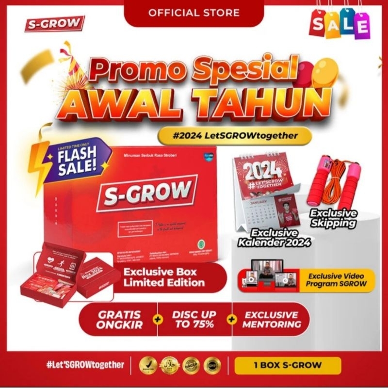 Suplemen Susu Peninggi Badan Dewasa Sgrow Asli Original Terbaik BPOM(5 sachet )