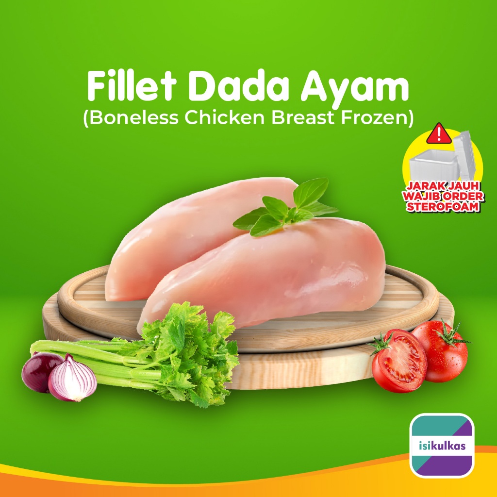 

Dada Ayam Fillet Tanpa Tulang & Kulit Frozen / Dada Ayam Boneless 1kg