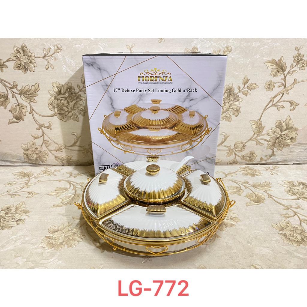 Prasmanan Bulat Keramik Set Linning Gold Fiorenza LG-772