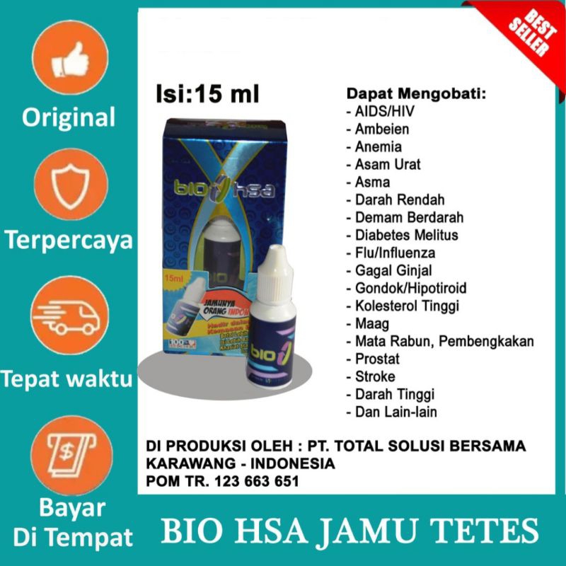BIO HSA 15 ml | Obat Tetes Bio HSA original | JAMU TETES BIO HSA ORIGINAL 15 ML | MENGATASI BERBAGAI