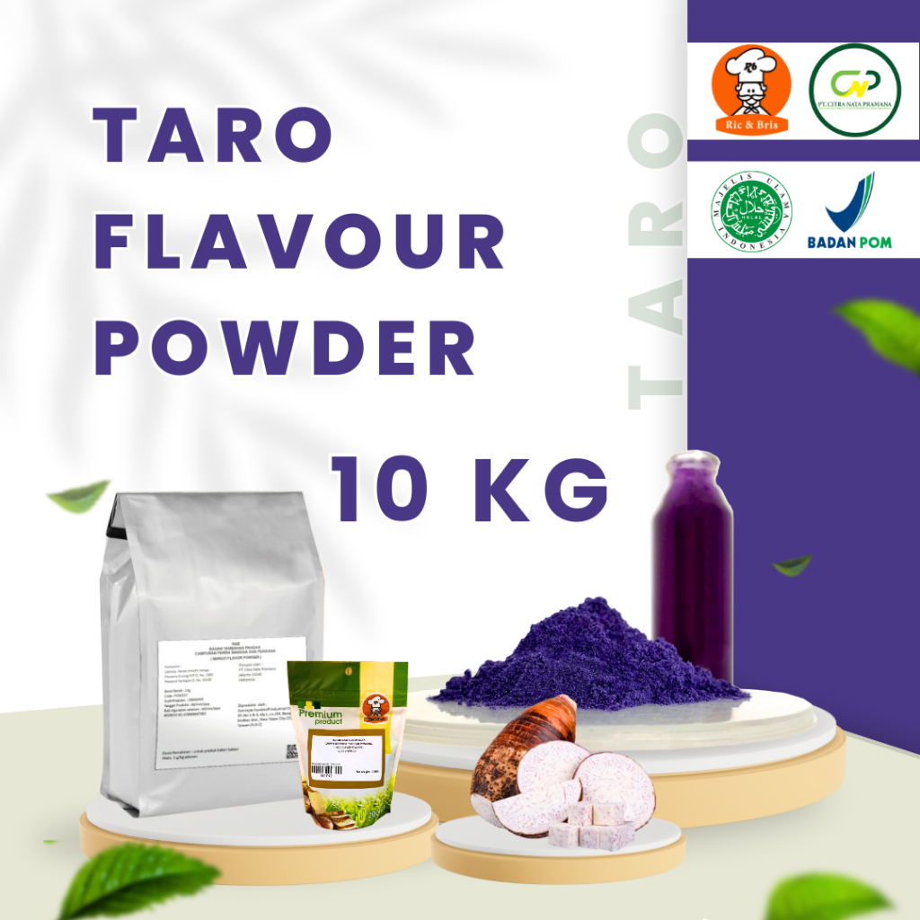 

Taro Flavour Powder Kemasan 10 kg / Bubuk Taro / Bubuk Minuman Rasa Taro / Bubuk Minuman Rasa Talas / Bubuk Talas Powder