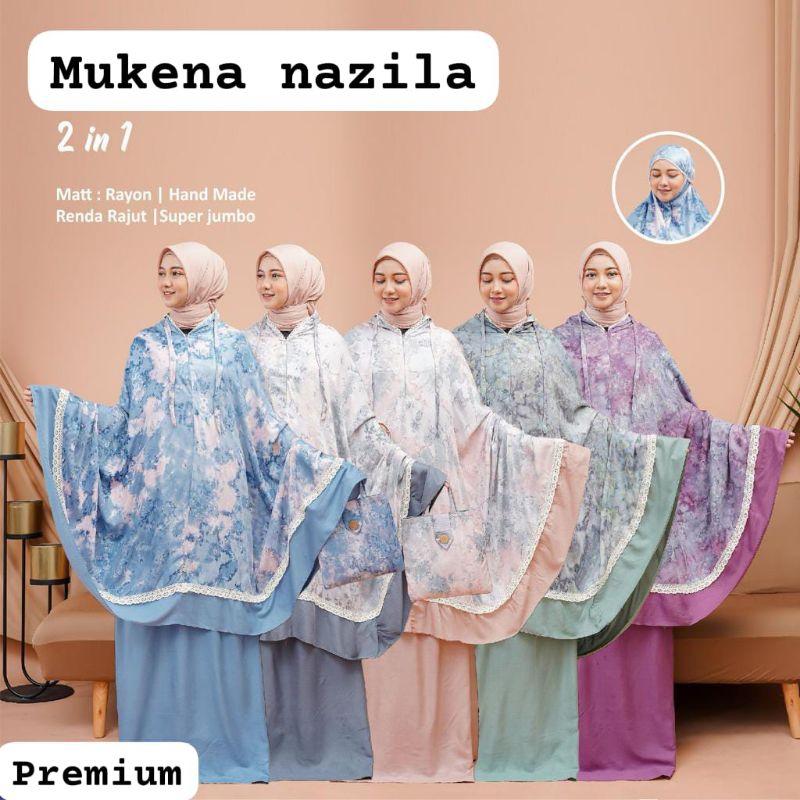Mukena nazila dewasan anak rayon premium tiedye renda rajut super jumbo hand made adem halus murah t