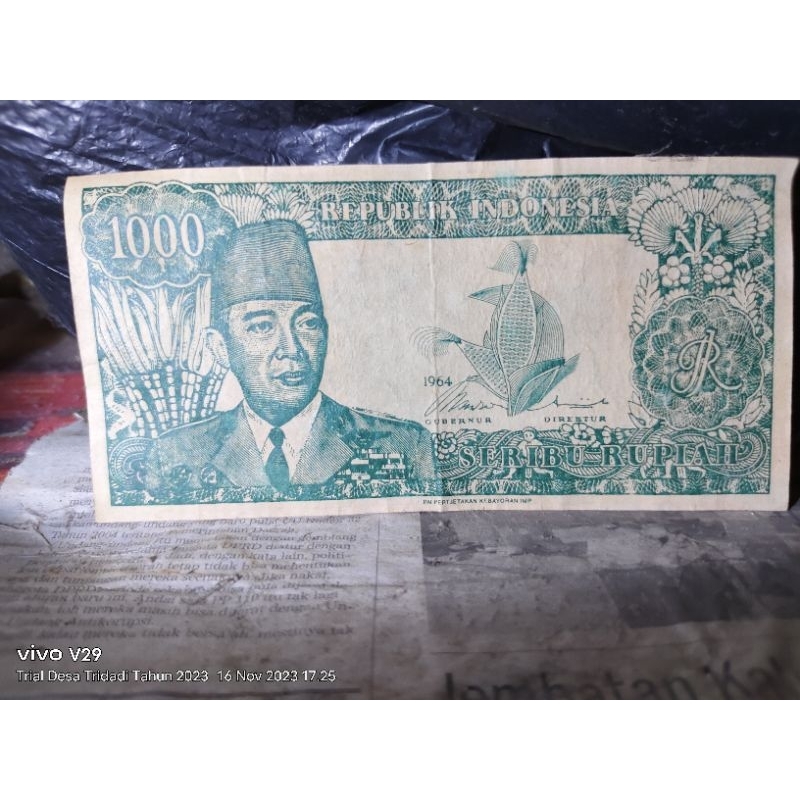 uang kuno asli sukarno tahun 1964