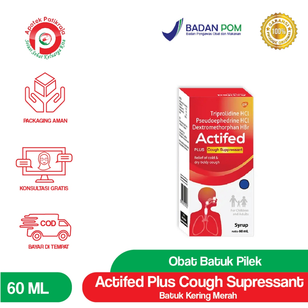 Actifed Plus Cough Supressant Sirup 60 ml (Merah)