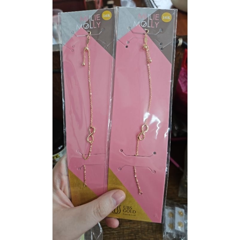 Gelang rantai rante infinity mata putih emas asli 70% 700 16k