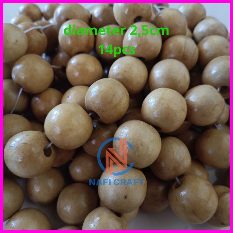 manik kayu 25mm | monte kayu 25mm | manik kayu macrame 25mm | monte kayu macrame bahan kerajinan tan