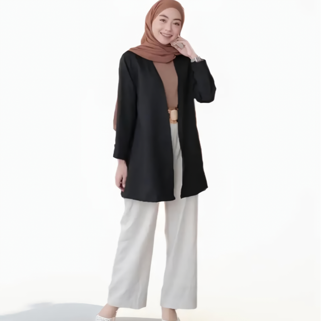 SIAPKIRIM Outer Wanita Cardigan Inara Polos Lebaran Cringkle flow READY STOCK