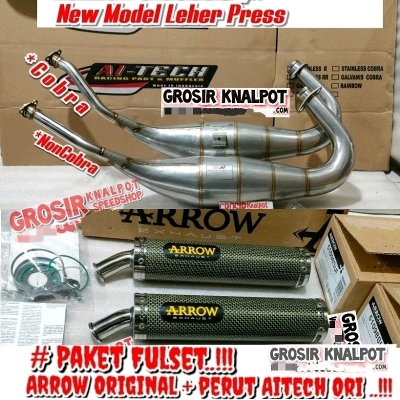 PAKET HEDON Knalpot Silincer ARROW Carbon Kevlar ORIGINAL ITALIA PLUS Perut Aitech new Model Press p